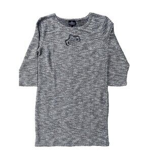 Angie Women's Heather Gray Knit Shift  3/4 Sleeve Sweater Dress Size L